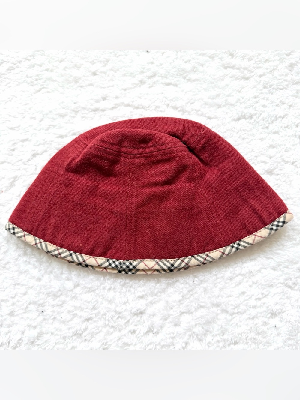 Burberry Baby Hat Girls Nova Check Plaid Cotton Red Authentic Bucket Hat